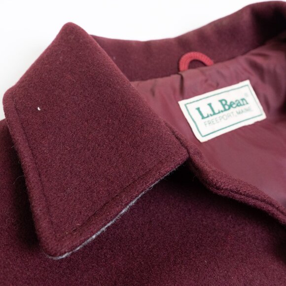 Vintage L.L. Bean Wool Varsity Bomber Jacket Burgundy Unisex Small - Picture 5 of 13